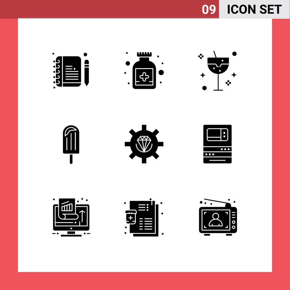 9 Creative Icons Modern Signs and Symbols of process develop glass coding dessert Editable Vector Design Elements