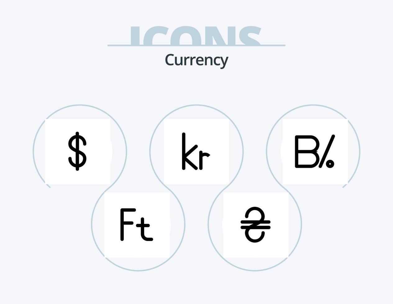 Currency Line Icon Pack 5 Icon Design. hungary. forint. currency. currency. ghanaian vector
