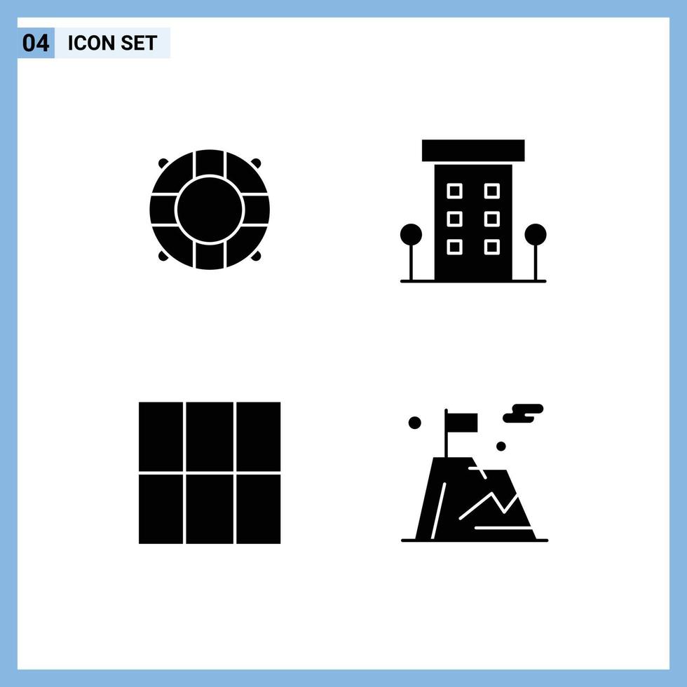 Universal Solid Glyphs Set for Web and Mobile Applications beach layout buildings shops flag Editable Vector Design Elements