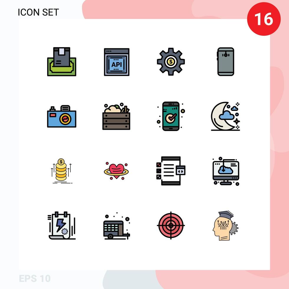 16 Creative Icons Modern Signs and Symbols of camera smart phone software phone dollar Editable Creative Vector Design Elements