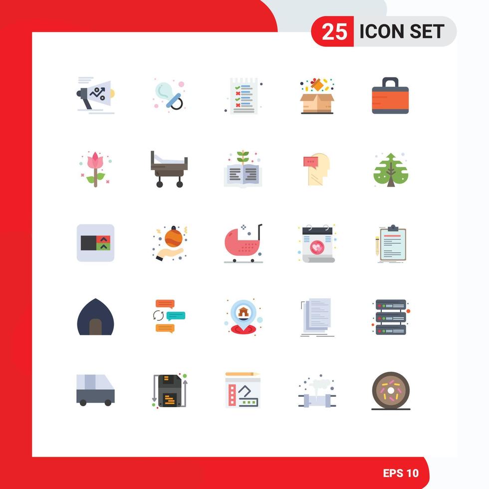 25 usuario interfaz plano color paquete de moderno señales y símbolos de bolso porcentaje pezón paquete opciones editable vector diseño elementos