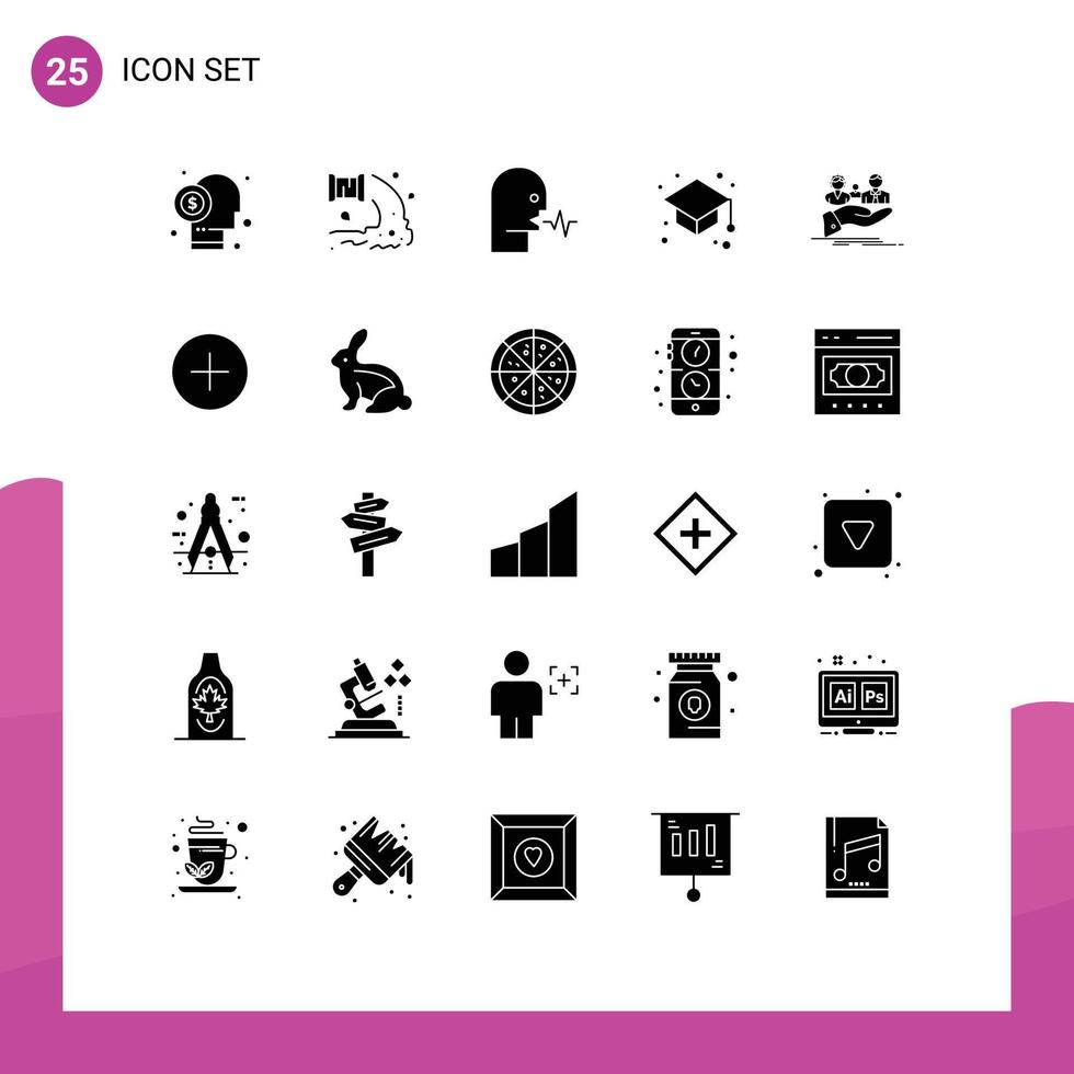 Stock Vector Icon Pack of 25 Line Signs and Symbols for graduate cap back to school waste talk person Editable Vector Design Elements