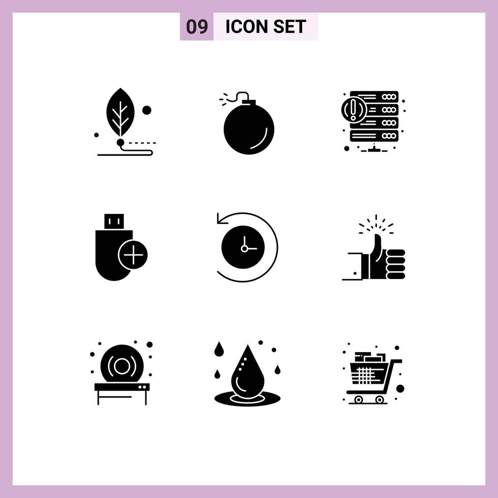 User Interface Pack of 9 Basic Solid Glyphs of stick devices crash computers web Editable Vector Design Elements