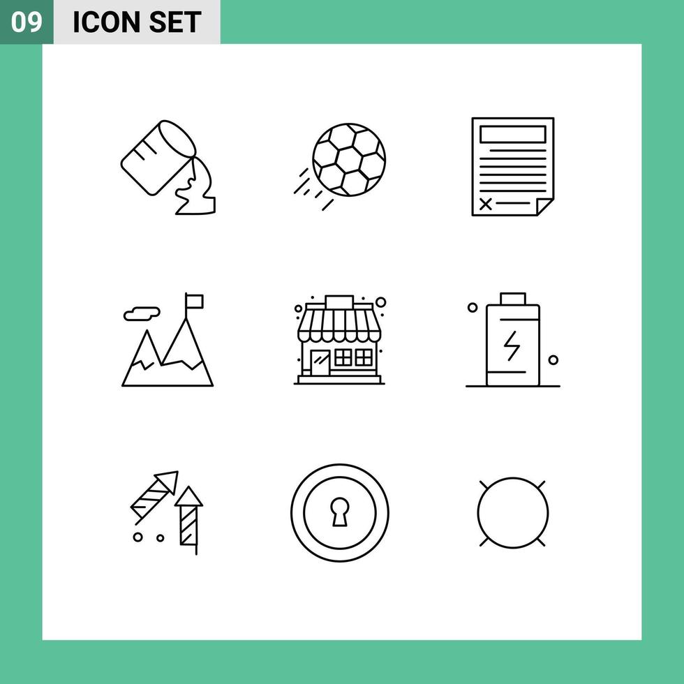 Universal Icon Symbols Group of 9 Modern Outlines of market mission contract business report Editable Vector Design Elements