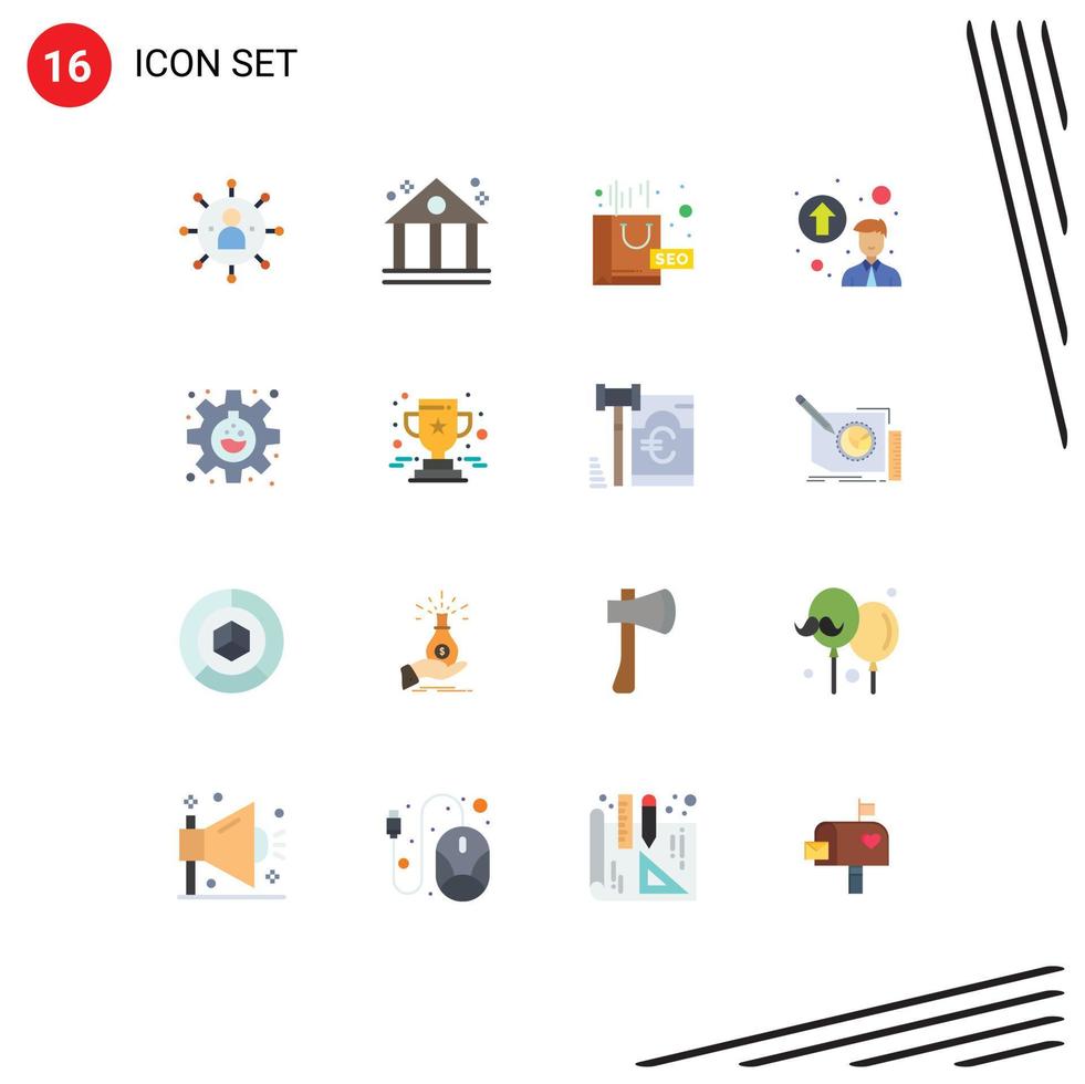 16 User Interface Flat Color Pack of modern Signs and Symbols of gear experiment complex promotion concept personal up gradation Editable Pack of Creative Vector Design Elements