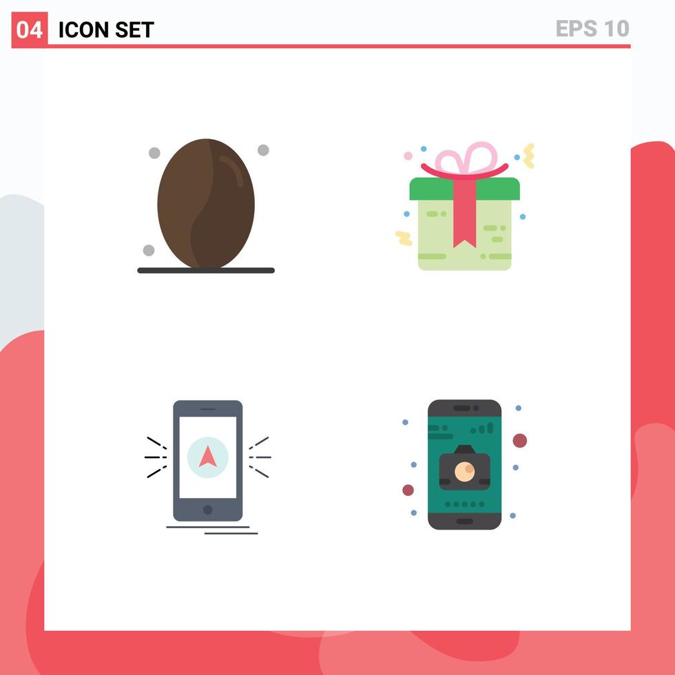 Modern Set of 4 Flat Icons Pictograph of coffee camping bow wedding location Editable Vector Design Elements