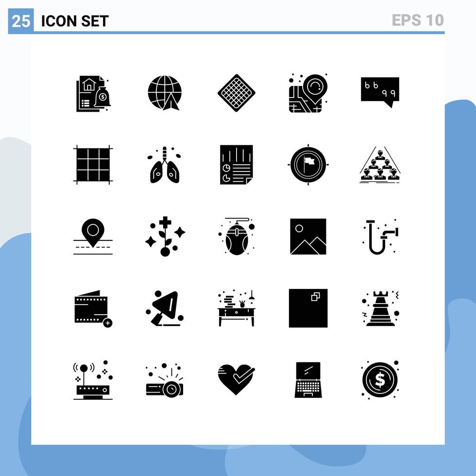 Set of 25 Modern UI Icons Symbols Signs for pixels message food bubble map Editable Vector Design Elements