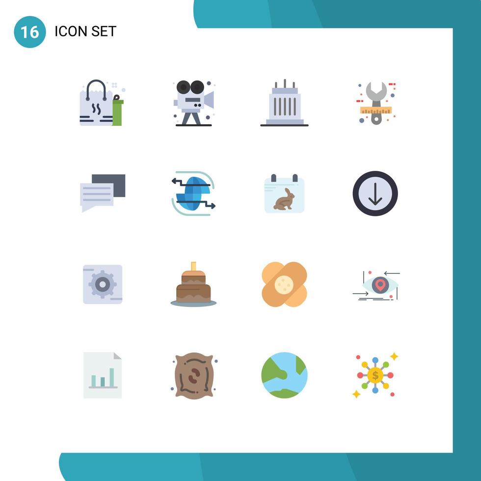 Modern Set of 16 Flat Colors and symbols such as design architect arts real landmarks Editable Pack of Creative Vector Design Elements