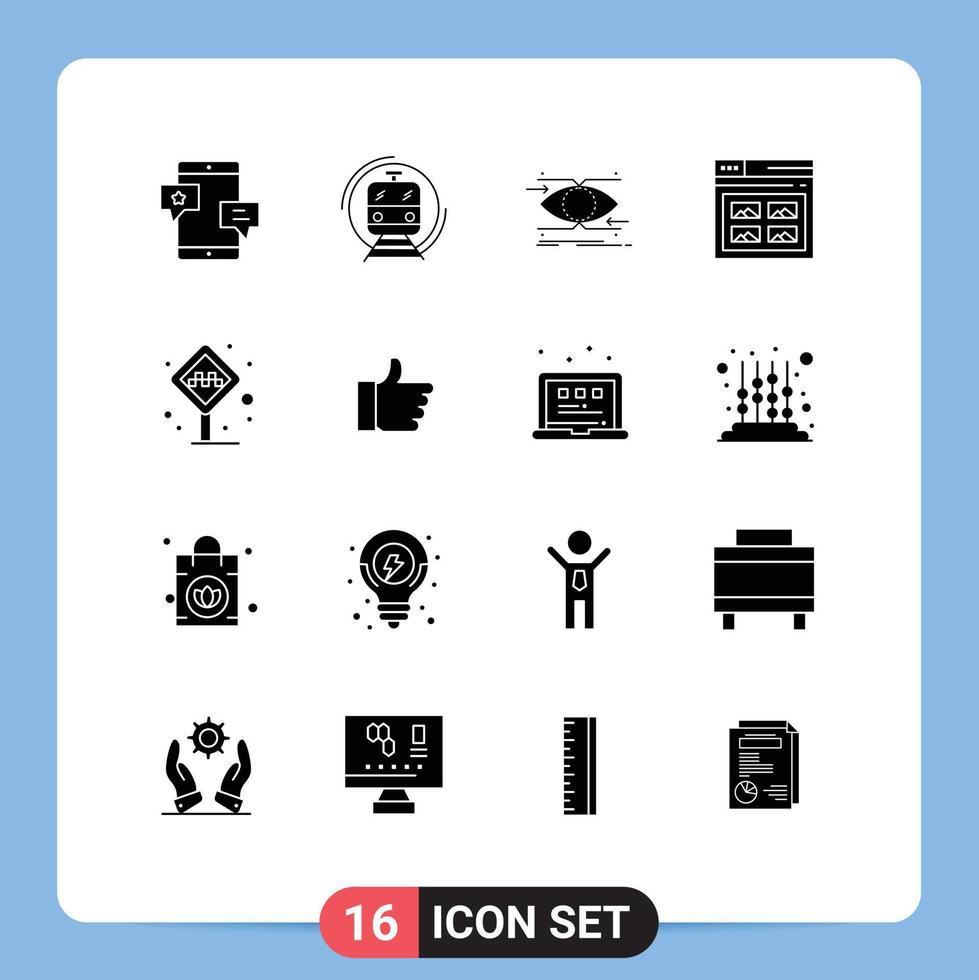 16 Universal Solid Glyph Signs Symbols of web internet public vision focus Editable Vector Design Elements