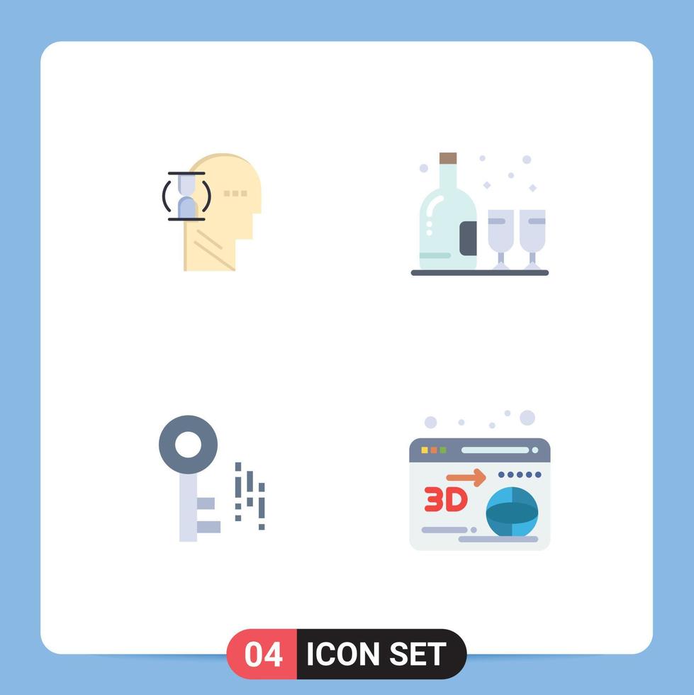 4 Flat Icon concept for Websites Mobile and Apps wait security male glass web Editable Vector Design Elements