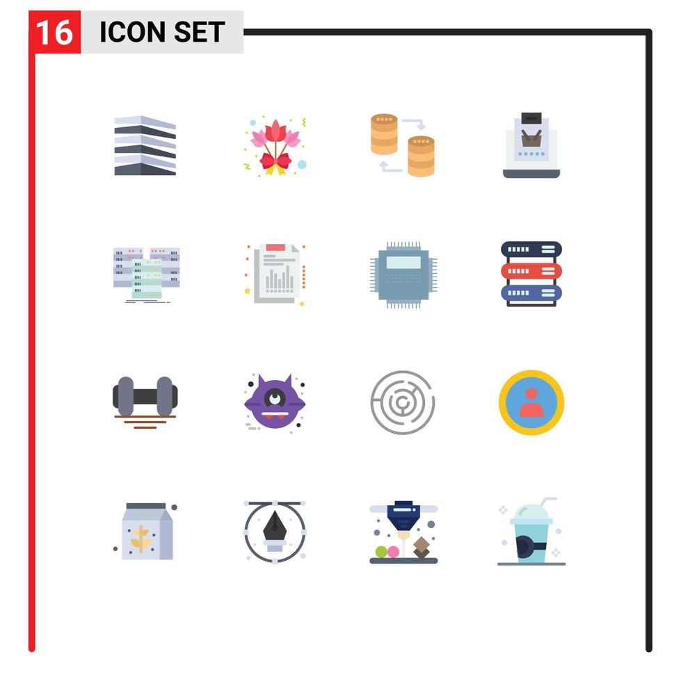 dieciséis creativo íconos moderno señales y símbolos de compras en línea base de datos Internet compartir editable paquete de creativo vector diseño elementos