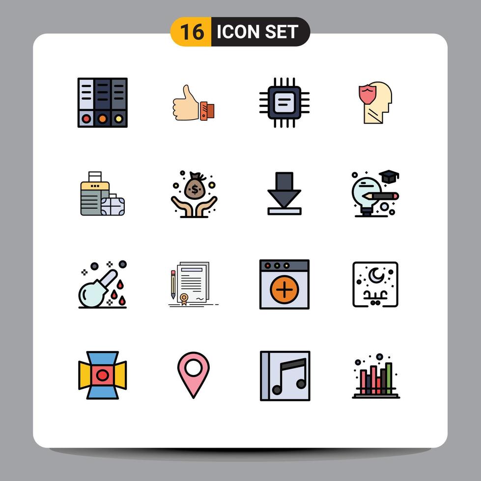 16 Creative Icons Modern Signs and Symbols of data male thumbs secure processor Editable Creative Vector Design Elements