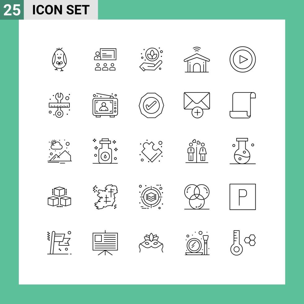 Group of 25 Lines Signs and Symbols for play technology management smart electronic Editable Vector Design Elements