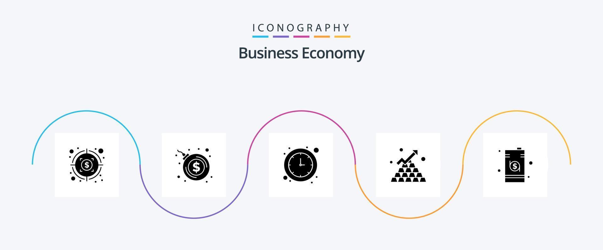 economía glifo 5 5 icono paquete incluso dólar. negocio. dinero. arriba. oro vector