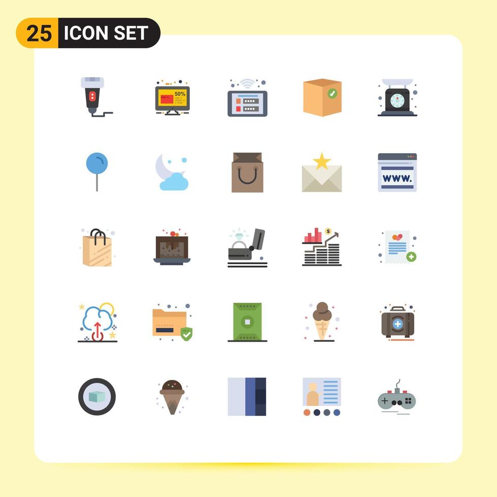 Stock Vector Icon Pack of 25 Line Signs and Symbols for commerce box percentage wifi panel Editable Vector Design Elements
