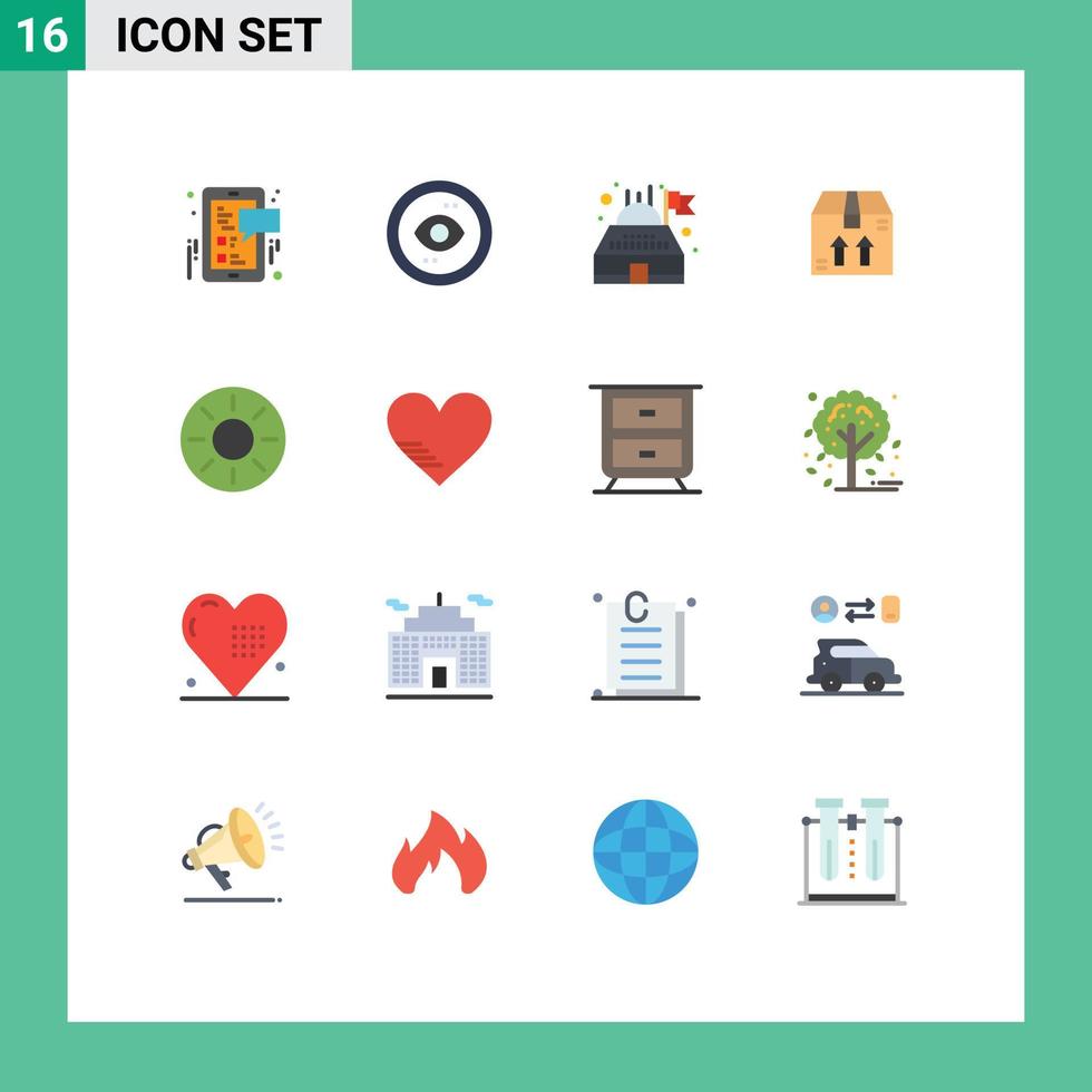 Modern Set of 16 Flat Colors and symbols such as healthy fruit view package box Editable Pack of Creative Vector Design Elements