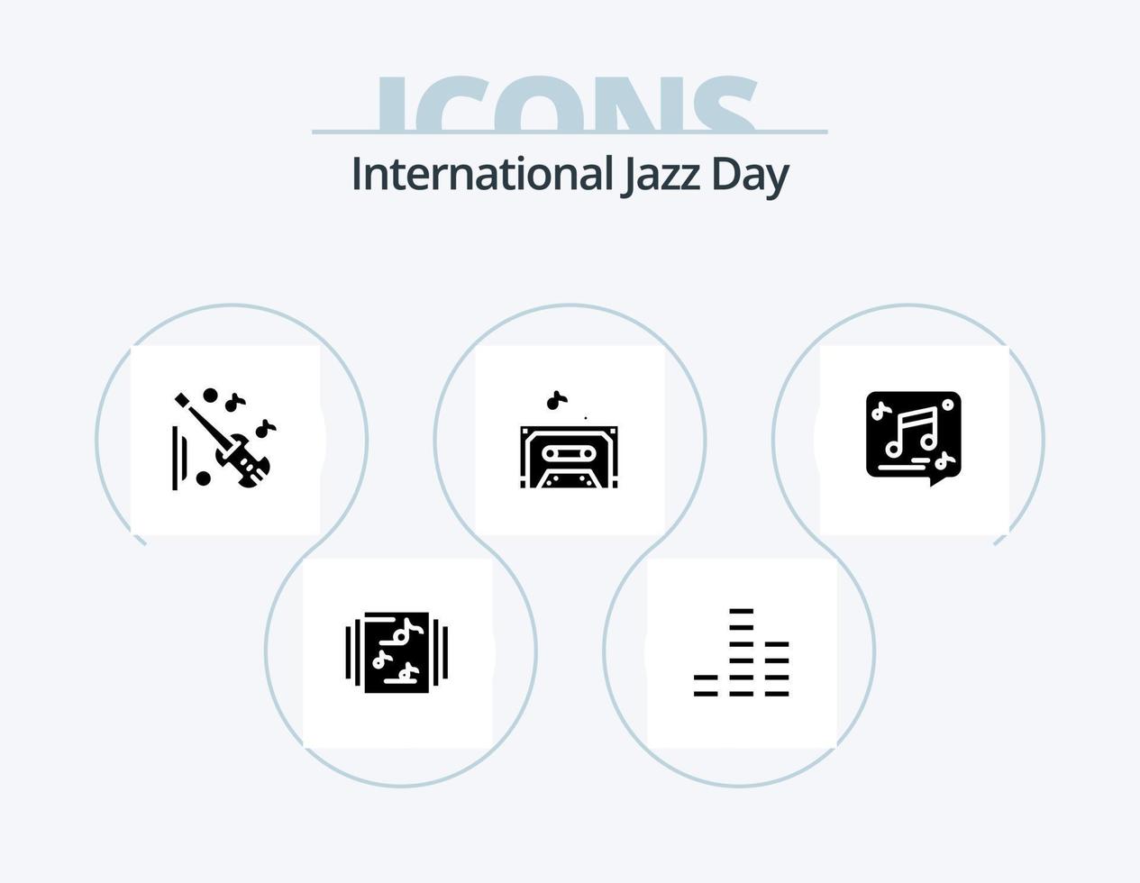 International Jazz Day Glyph Icon Pack 5 Icon Design. . sound . music . violin vector