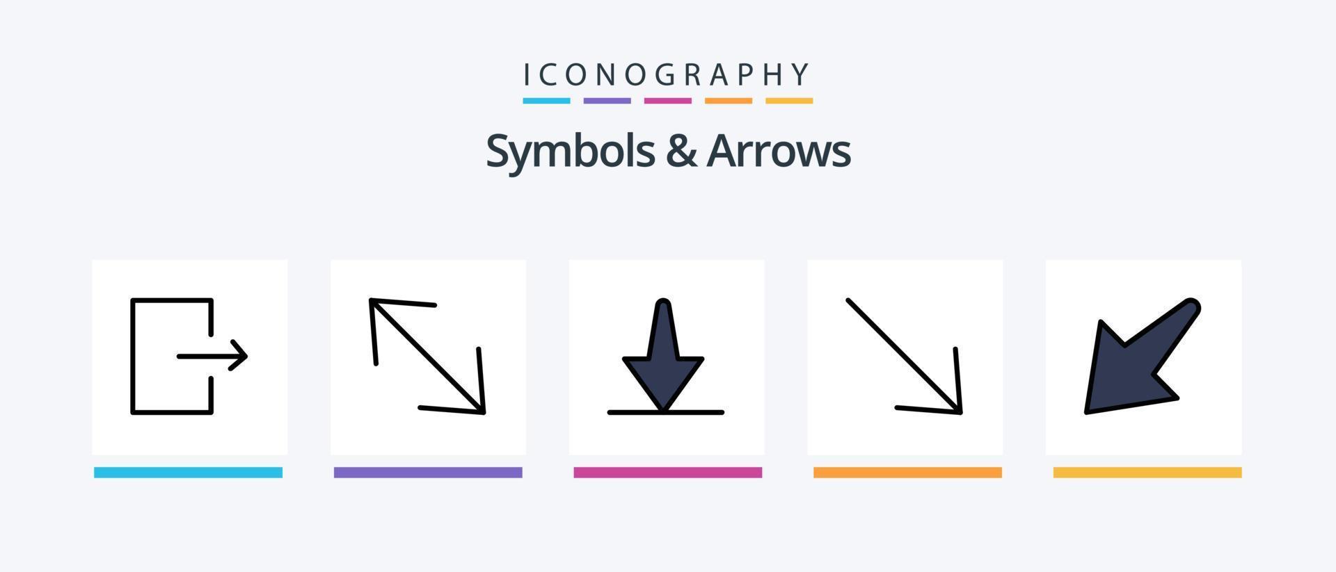 Symbols and Arrows Line Filled 5 Icon Pack Including . finish. down. Creative Icons Design vector