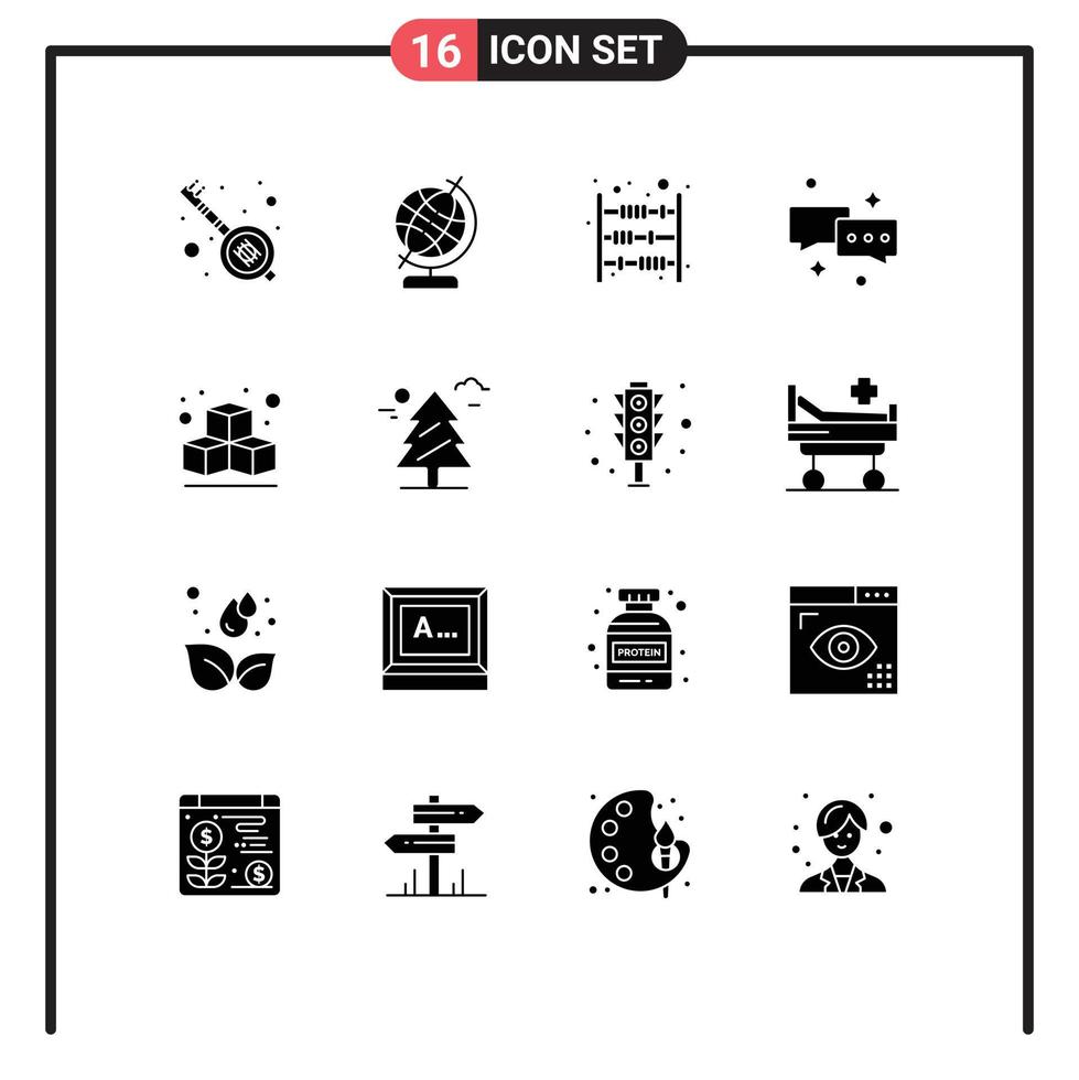 Set of 16 Modern UI Icons Symbols Signs for cube email duty mail chat Editable Vector Design Elements
