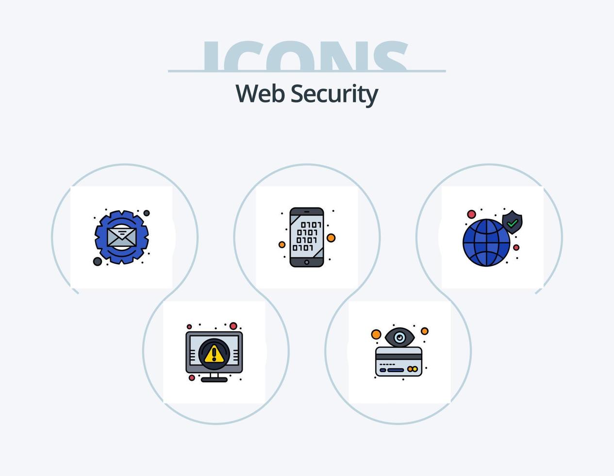 web seguridad línea lleno icono paquete 5 5 icono diseño. información. confidencial. proteccion. clasificado. crédito tarjeta vector