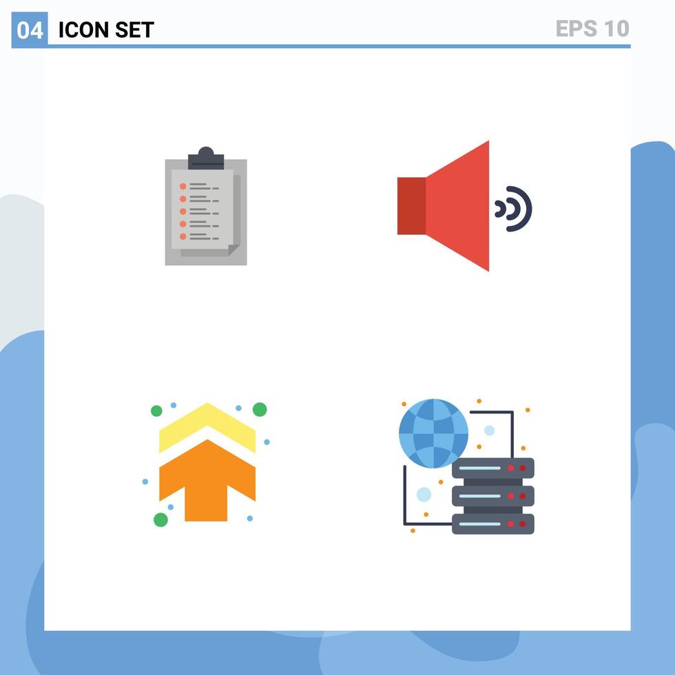 Pictogram Set of 4 Simple Flat Icons of notepad up presentation volume connect Editable Vector Design Elements