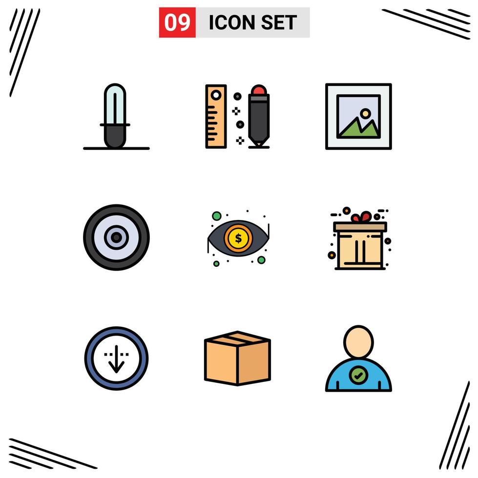 9 Creative Icons Modern Signs and Symbols of view eye layout dollar target Editable Vector Design Elements