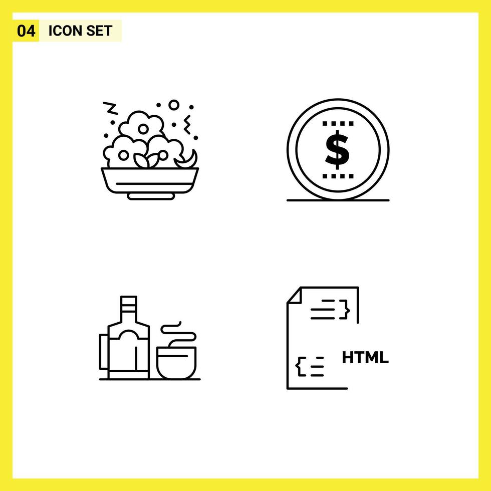 Set of 4 Modern UI Icons Symbols Signs for fast hot nugget price coding Editable Vector Design Elements