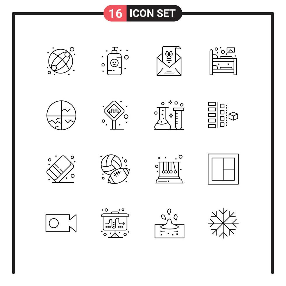 16 Outline concept for Websites Mobile and Apps skin sleep mail hostel bed Editable Vector Design Elements