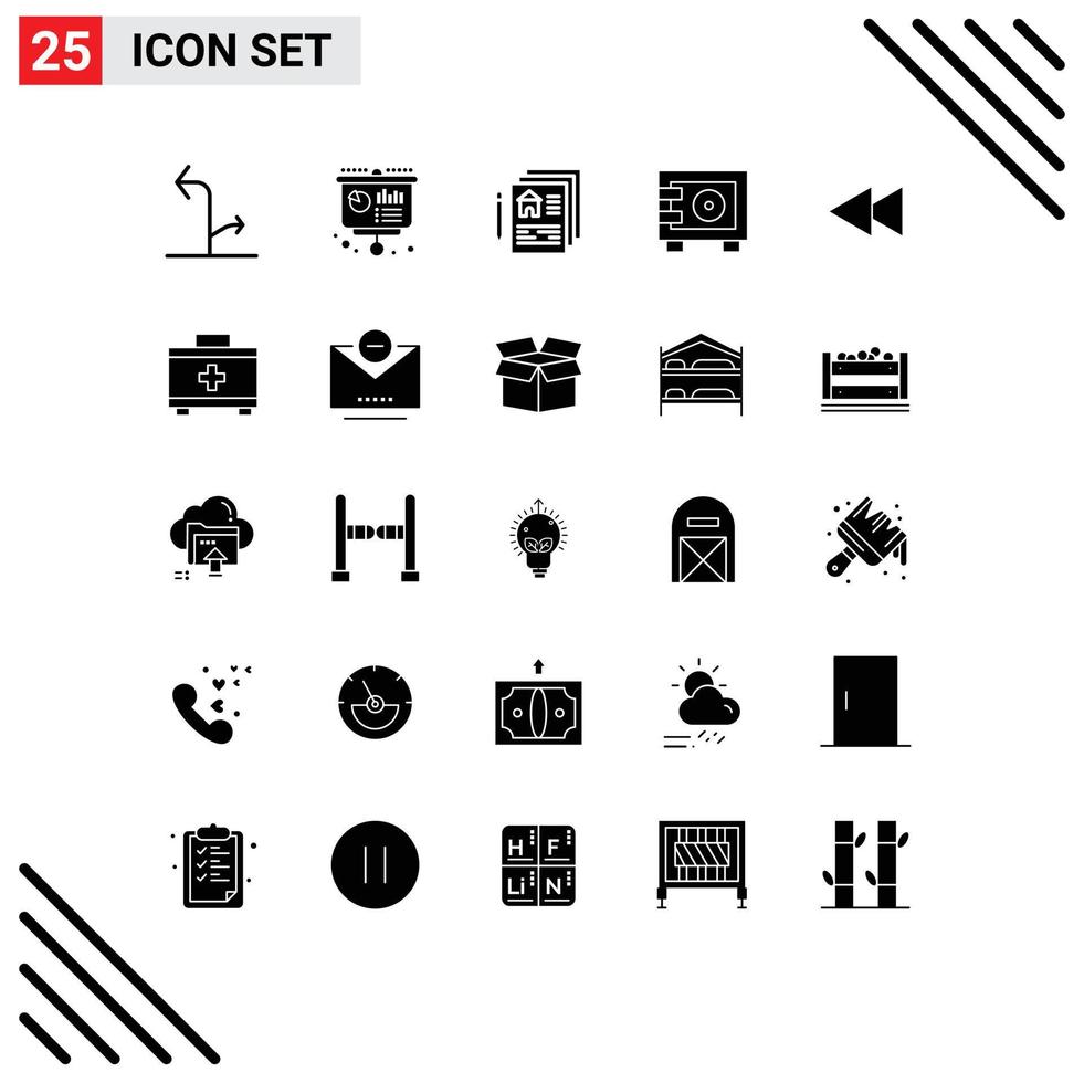 25 Creative Icons Modern Signs and Symbols of arrow safe presentation money pen Editable Vector Design Elements