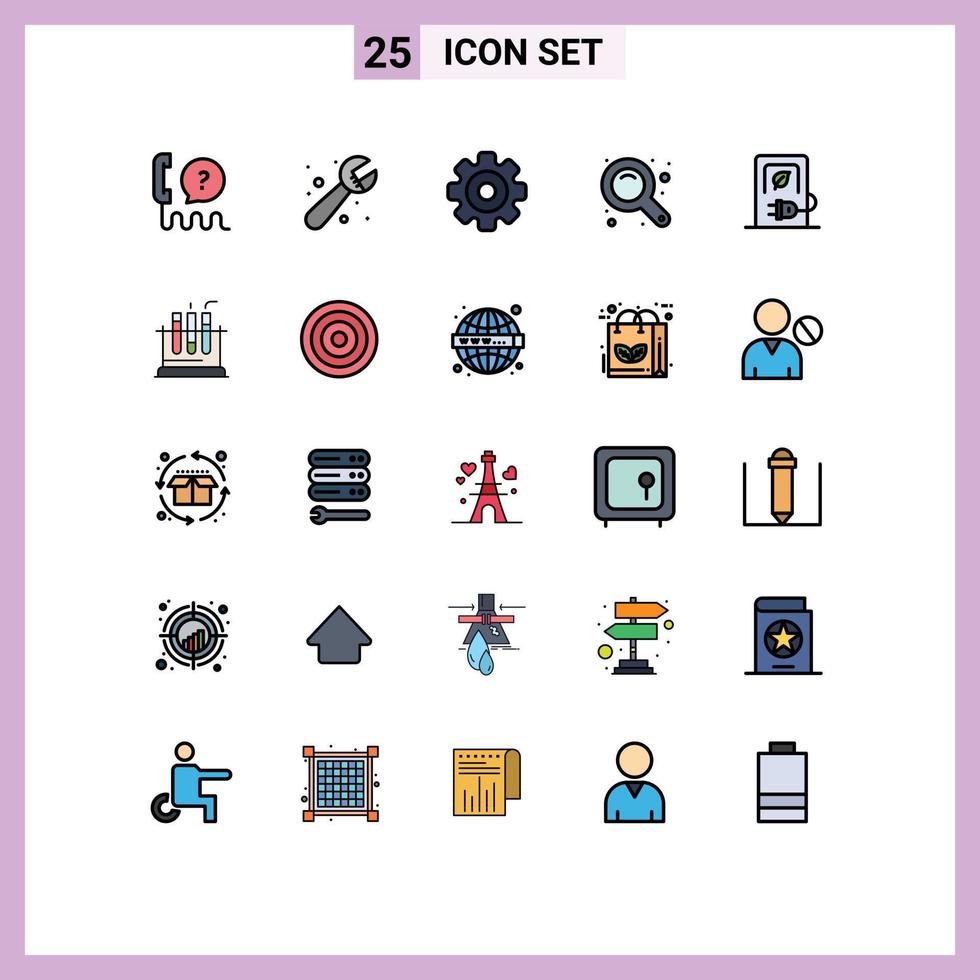 Group of 25 Filled line Flat Colors Signs and Symbols for car zoom interface system zoom in multimedia Editable Vector Design Elements