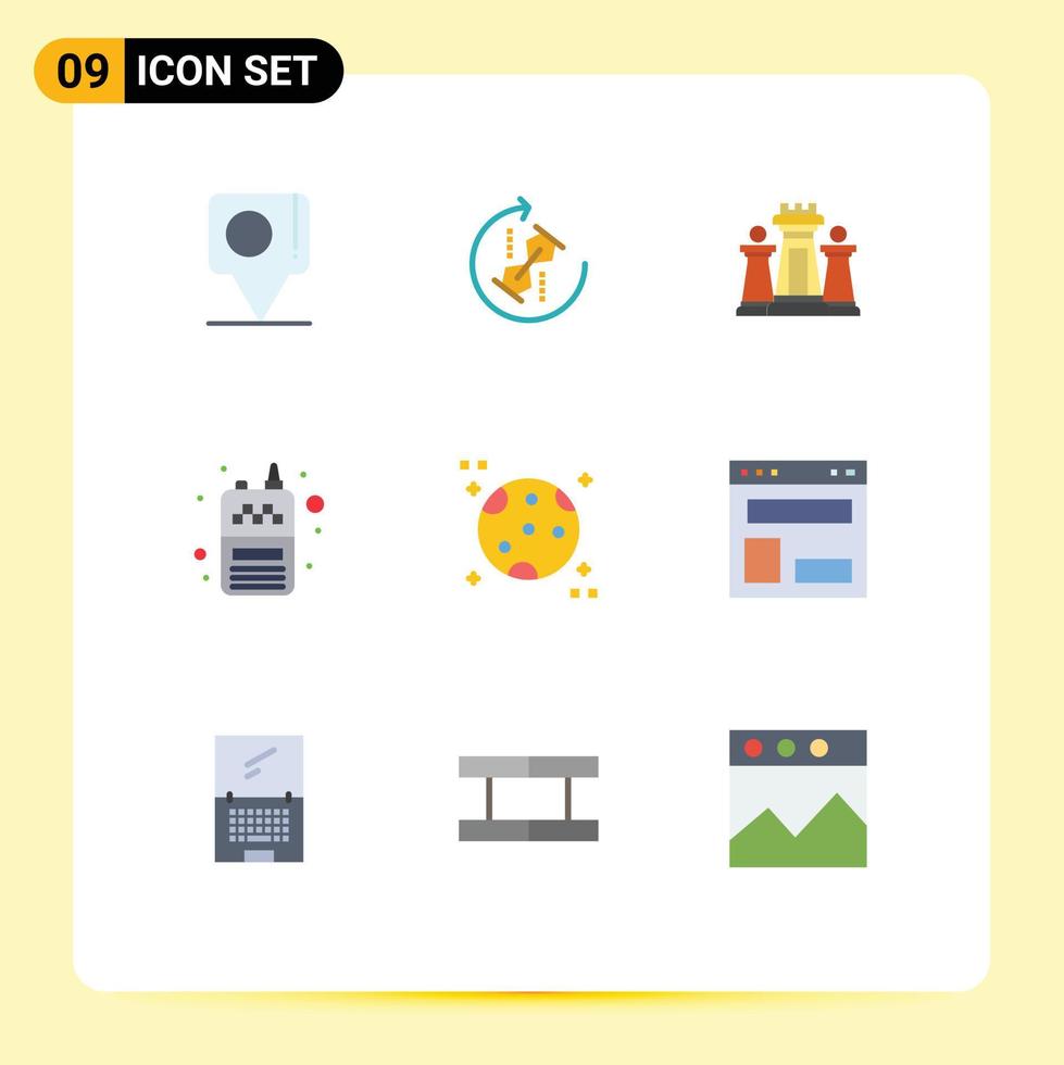 9 Universal Flat Color Signs Symbols of wireless radio joint phone tactic Editable Vector Design Elements