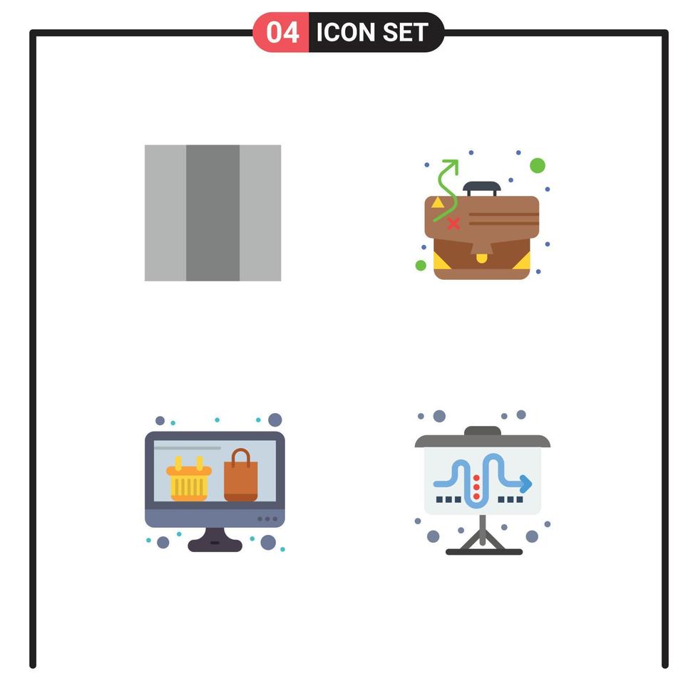 Group of 4 Modern Flat Icons Set for grid online shopping strategy computer market Editable Vector Design Elements