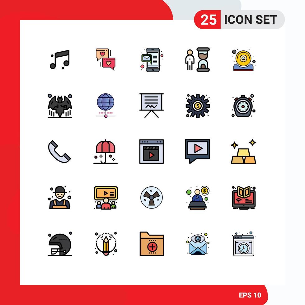 Universal Icon Symbols Group of 25 Modern Filled line Flat Colors of it computer massage person management Editable Vector Design Elements