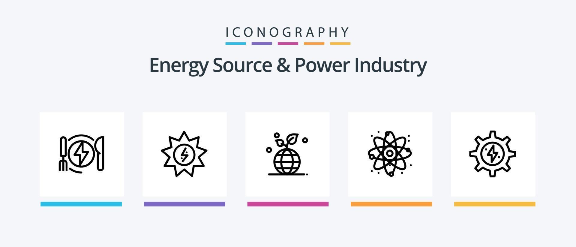 energía fuente y poder industria línea 5 5 icono paquete incluso biomasa fuerza. reciclar signo. fuerza. creativo íconos diseño vector