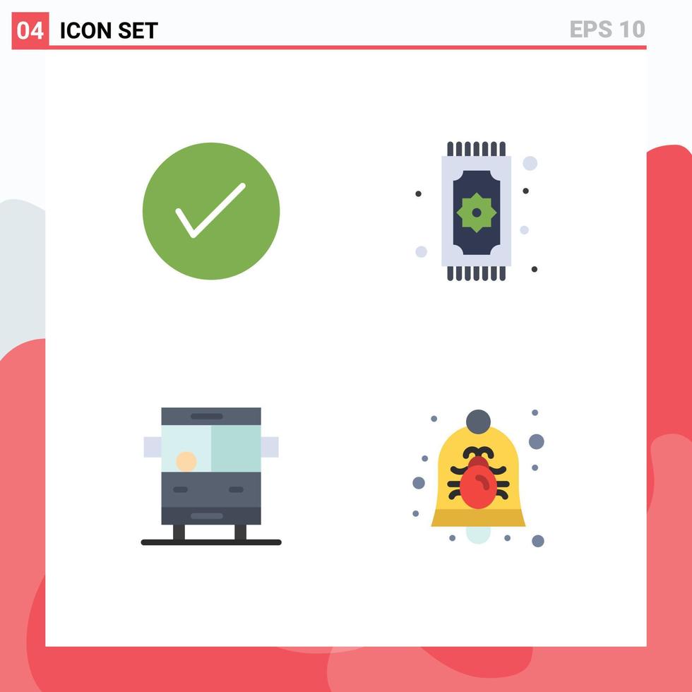 Pack of 4 creative Flat Icons of arrow eid okay pray education Editable Vector Design Elements