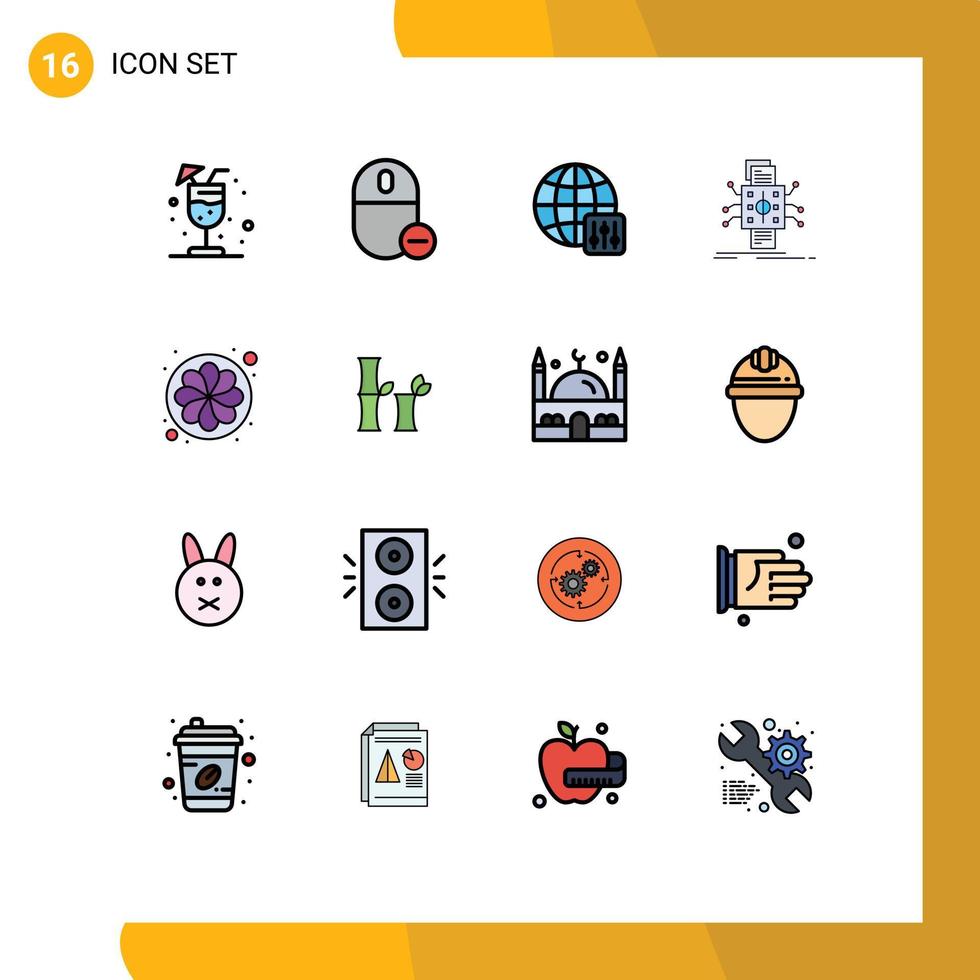 Modern Set of 16 Flat Color Filled Lines and symbols such as nature reporting world processing data Editable Creative Vector Design Elements