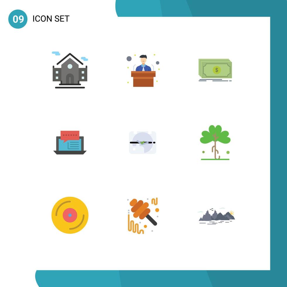 Flat Color Pack of 9 Universal Symbols of date social transfer online dialog Editable Vector Design Elements