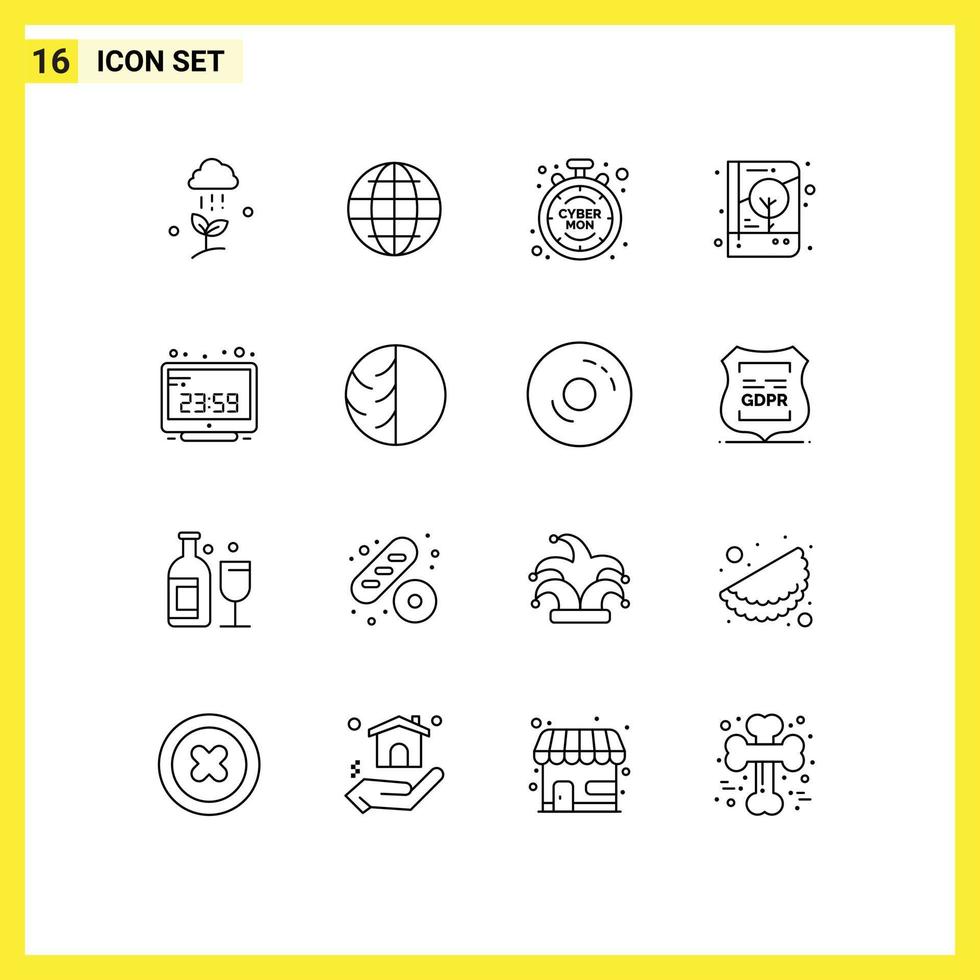 Set of 16 Commercial Outlines pack for print cover security brand identity time Editable Vector Design Elements