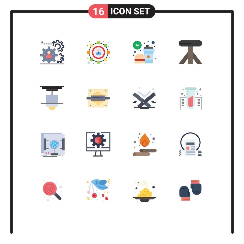 Set of 16 Modern UI Icons Symbols Signs for decor furniture user dining lunch Editable Pack of Creative Vector Design Elements