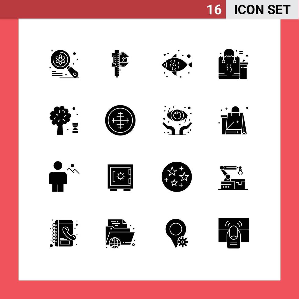 16 Universal Solid Glyphs Set for Web and Mobile Applications eid gift small bag water Editable Vector Design Elements