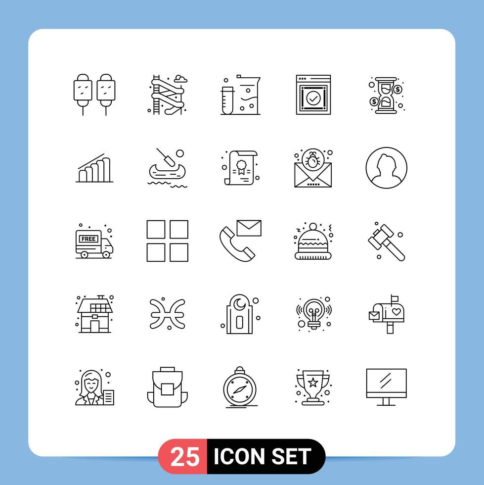 Set of 25 Vector Lines on Grid for glass web chemistry success message Editable Vector Design Elements