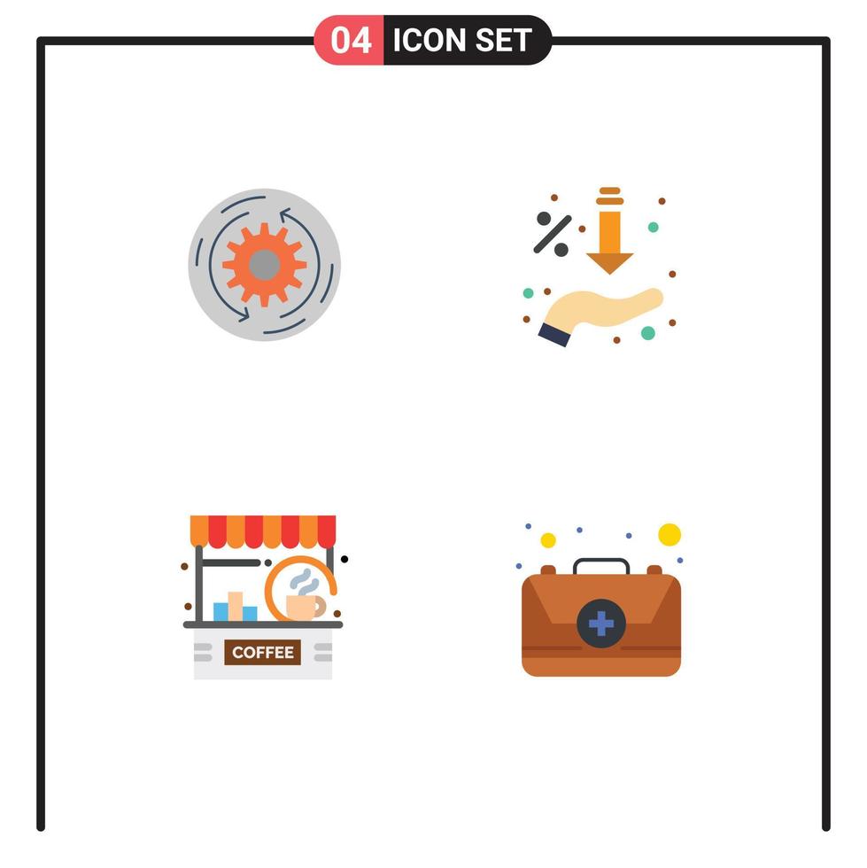 4 Flat Icon concept for Websites Mobile and Apps solution offer finance percent cafe Editable Vector Design Elements