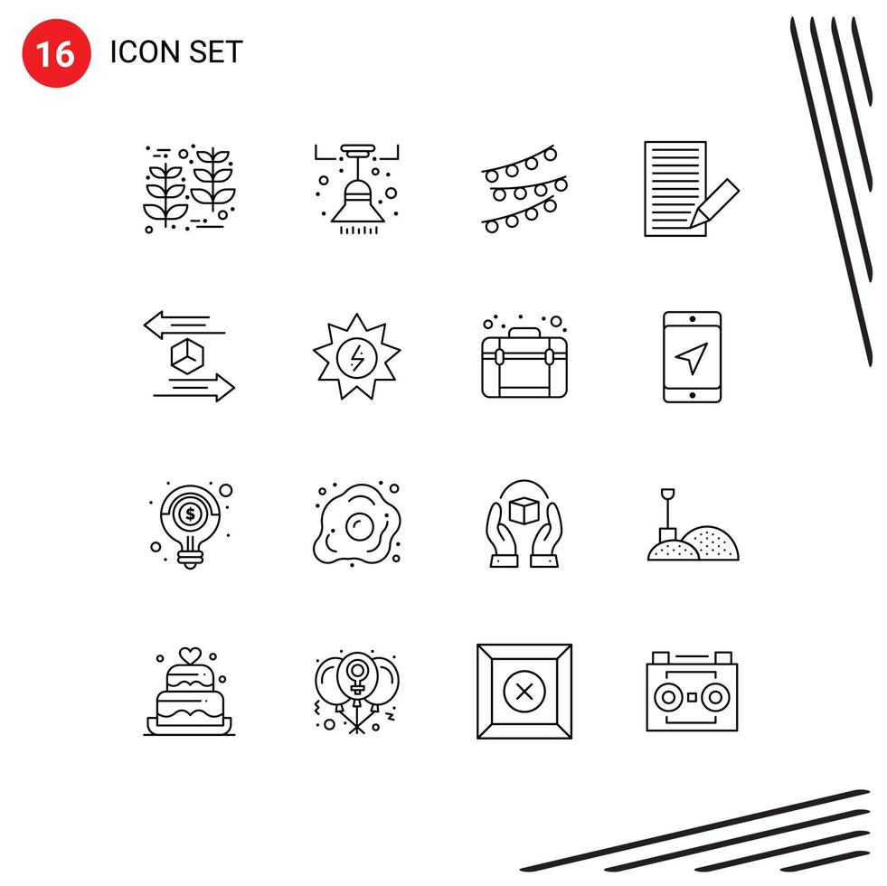 16 Creative Icons Modern Signs and Symbols of receive envelope decorations contact birthday Editable Vector Design Elements
