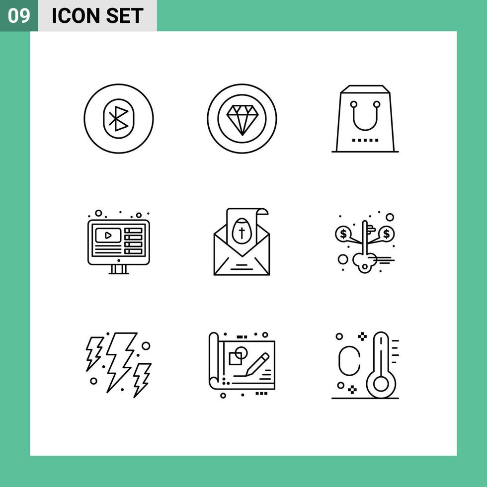 Outline Pack of 9 Universal Symbols of live web performance design package Editable Vector Design Elements