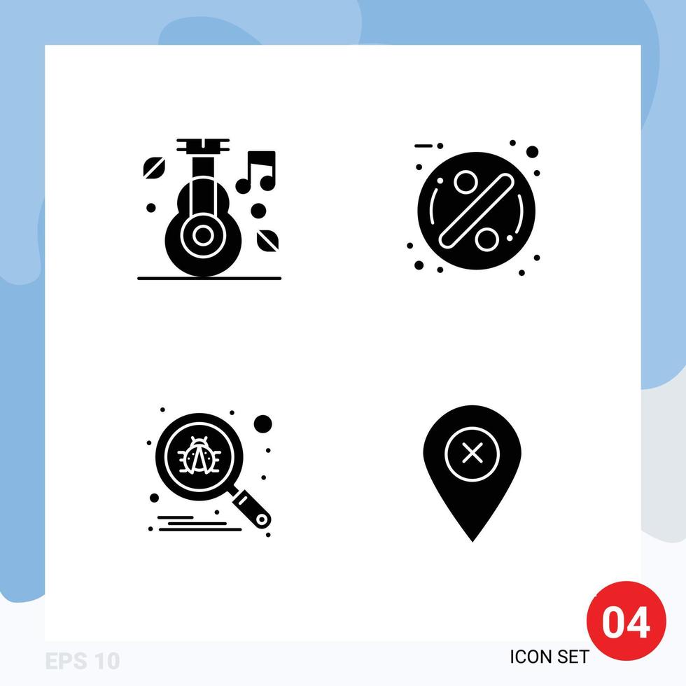 Pictogram Set of 4 Simple Solid Glyphs of alternative bug medicine badge search Editable Vector Design Elements