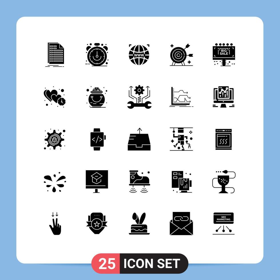 Set of 25 Modern UI Icons Symbols Signs for marketing arrow sale achievement designing Editable Vector Design Elements