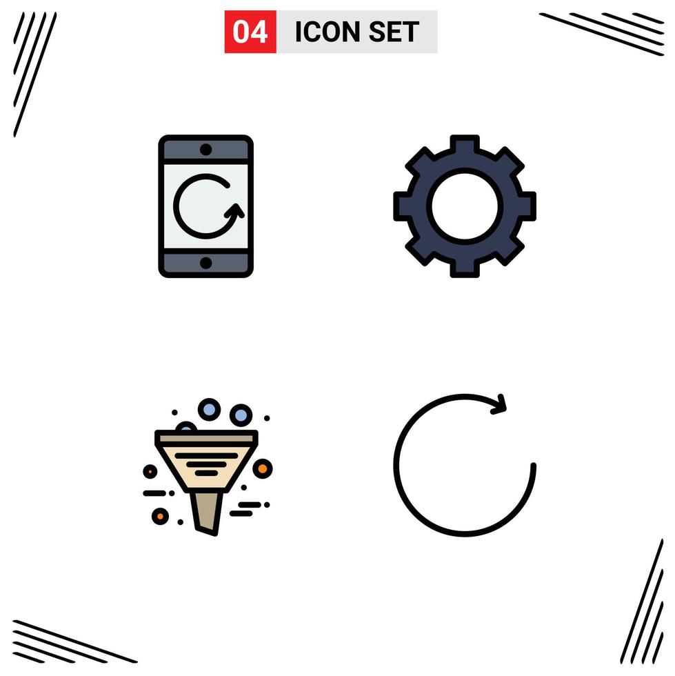 Set of 4 Modern UI Icons Symbols Signs for arrow business devices gadget filtering Editable Vector Design Elements