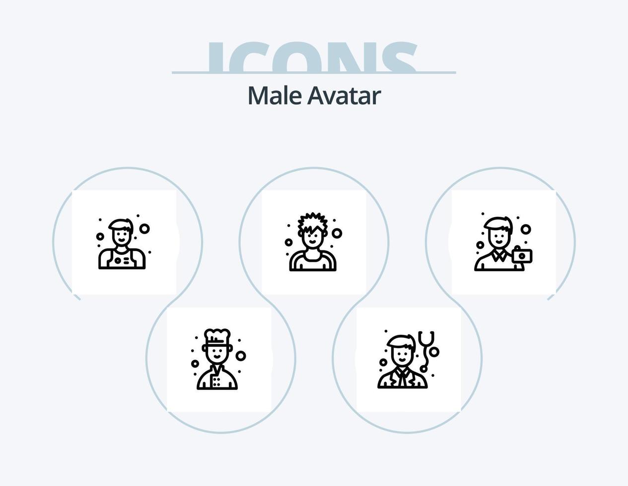 masculino avatar línea icono paquete 5 5 icono diseño. . hombre. militar. asistente. hombre vector