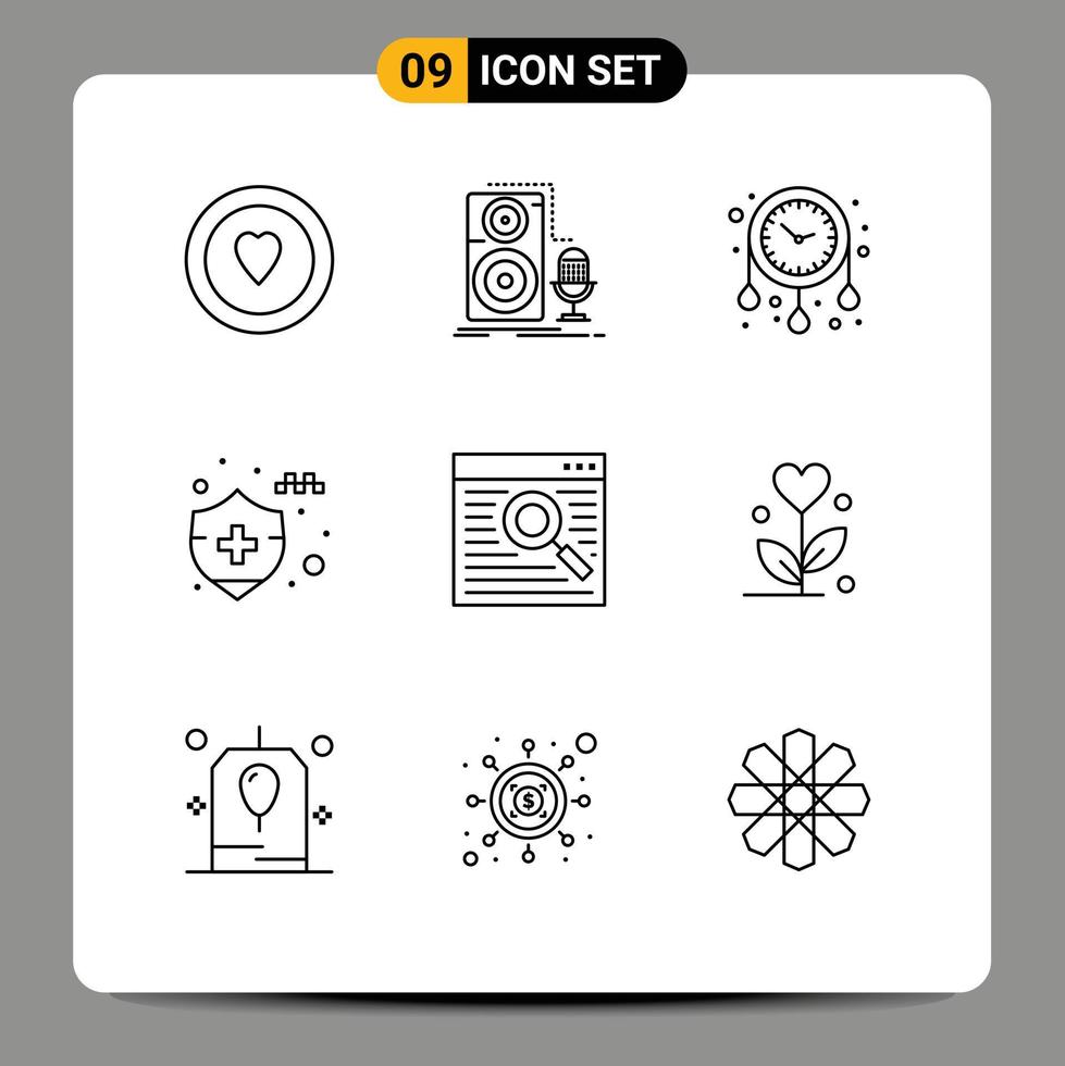 9 Thematic Vector Outlines and Editable Symbols of webpage browser clock insurance auto insurance Editable Vector Design Elements