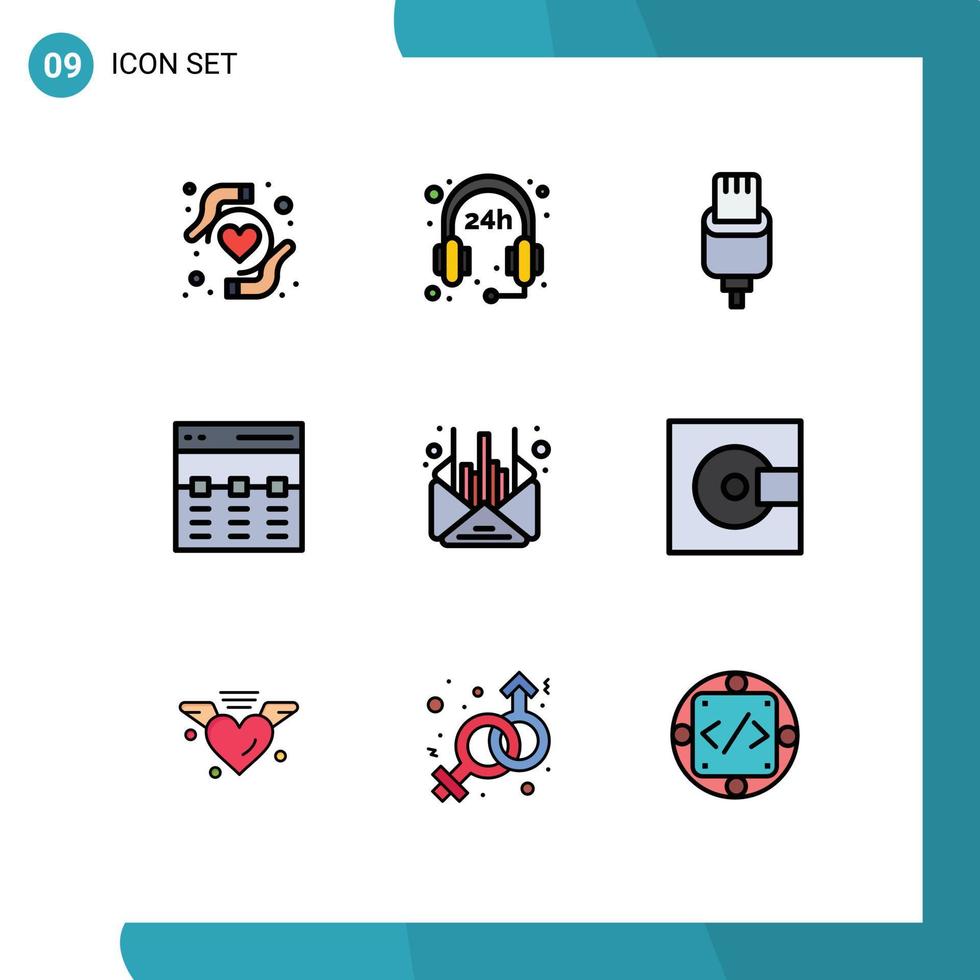 9 Creative Icons Modern Signs and Symbols of business mail connector interface hero Editable Vector Design Elements